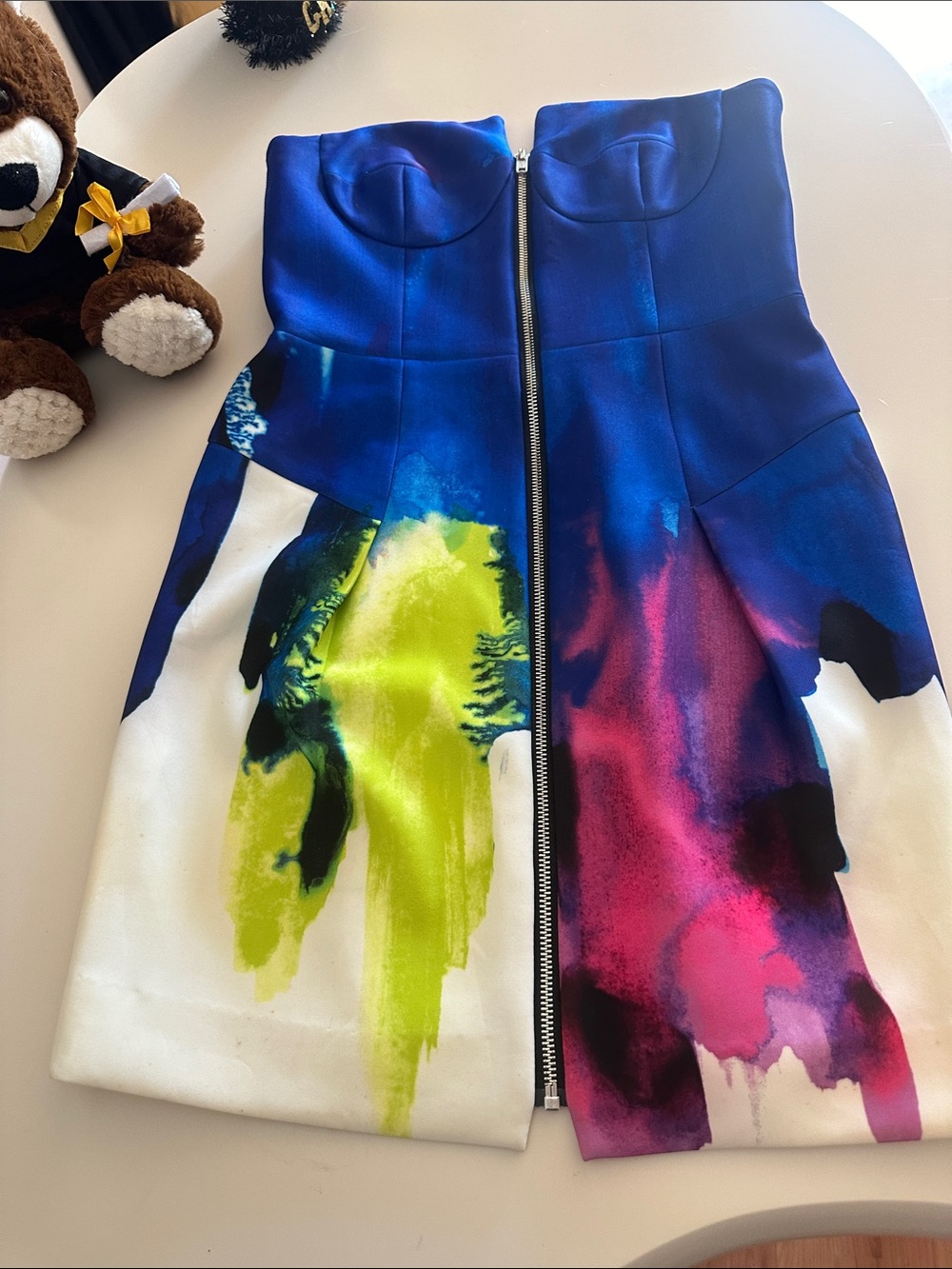 Vibrant Watercolor Strapless Bodycon Dress